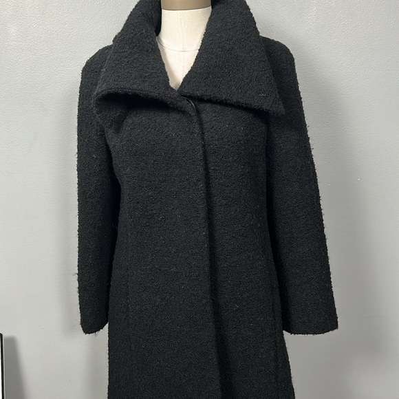 Alfani Women’s Boucle Wool Black Mid length Oversized Collar Coat size 2 - Picture 4 of 14